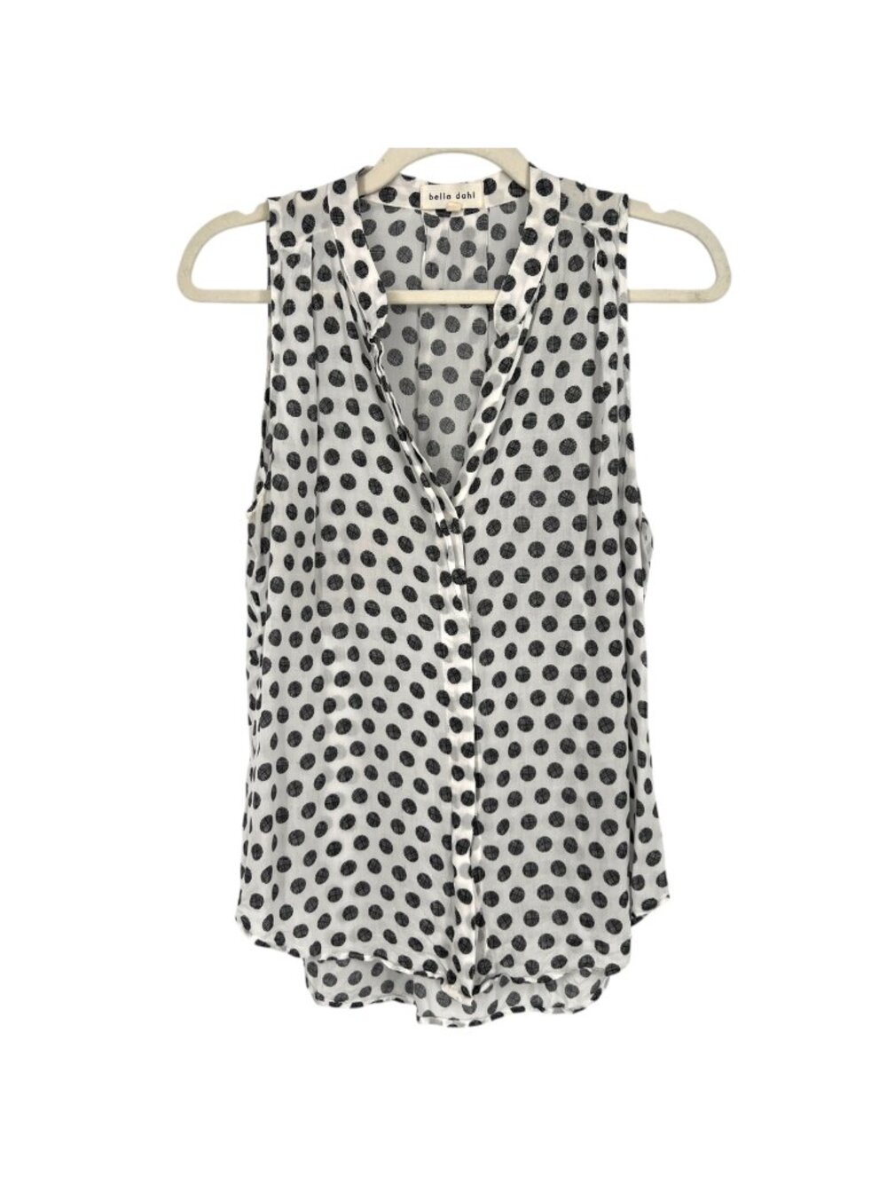 Bella Dahl Polka Dot Print Sleeveless Blouse Lightweight White Black Size Medium